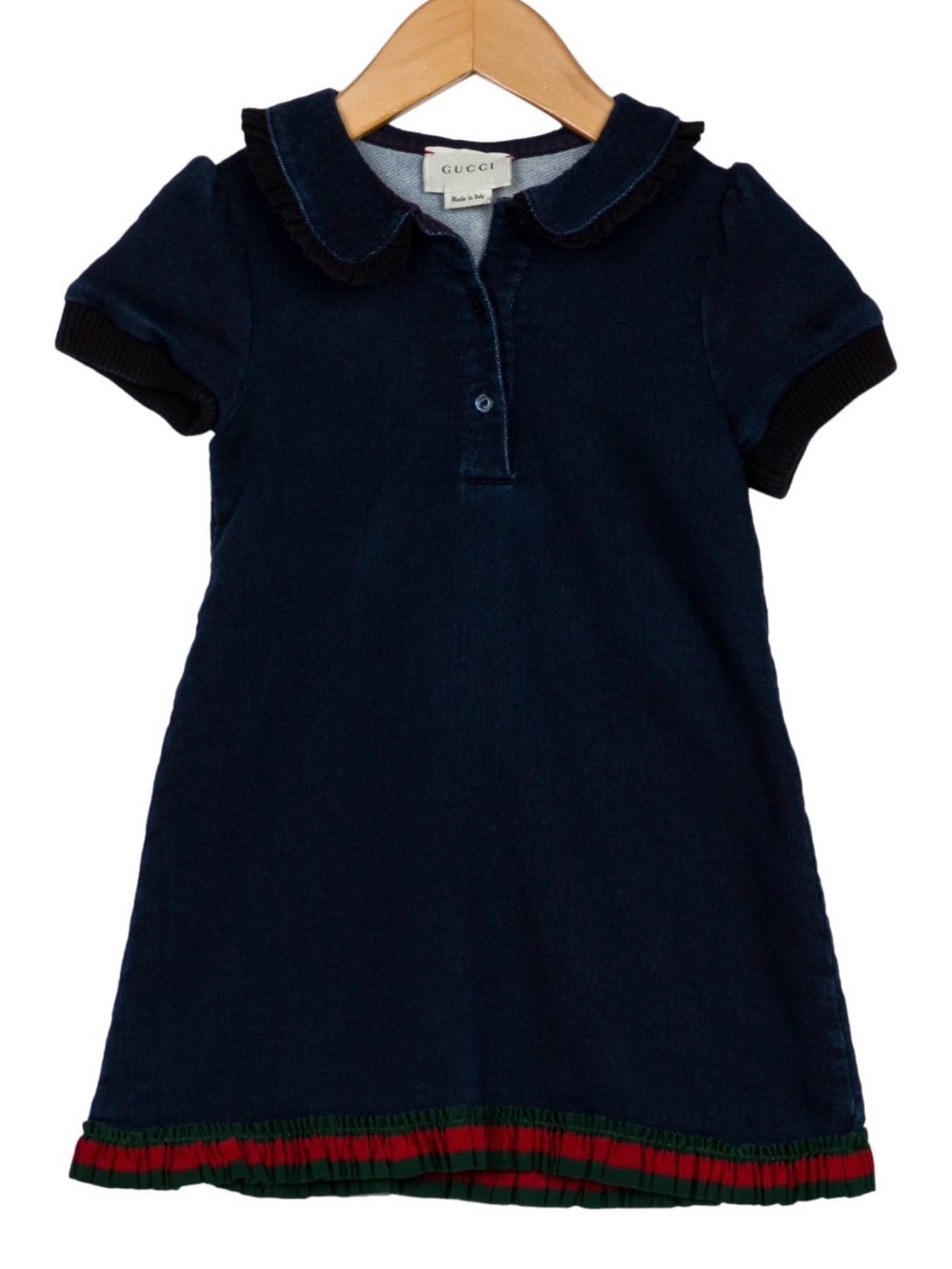 Gucci Girls' Navy denim Dress with Signature Trim